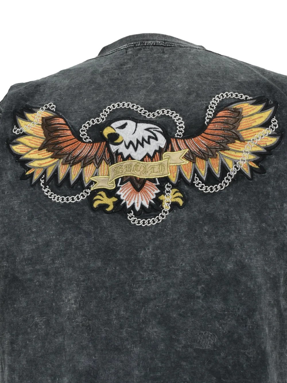 BREATH T-shirt met V-hals en adelaar-patch Grijs