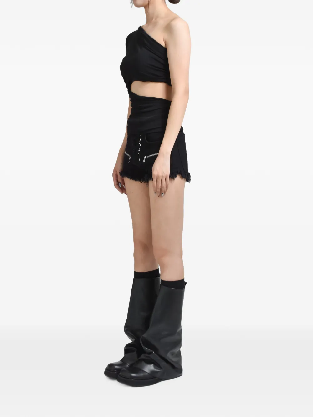 B1archive One-shoulder Wrap T-shirt In Black