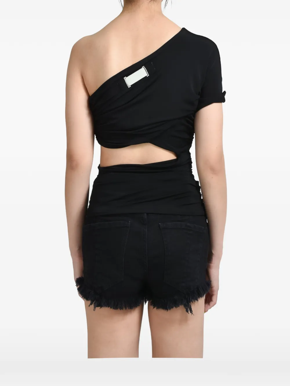 B1archive One-shoulder Wrap T-shirt In Black