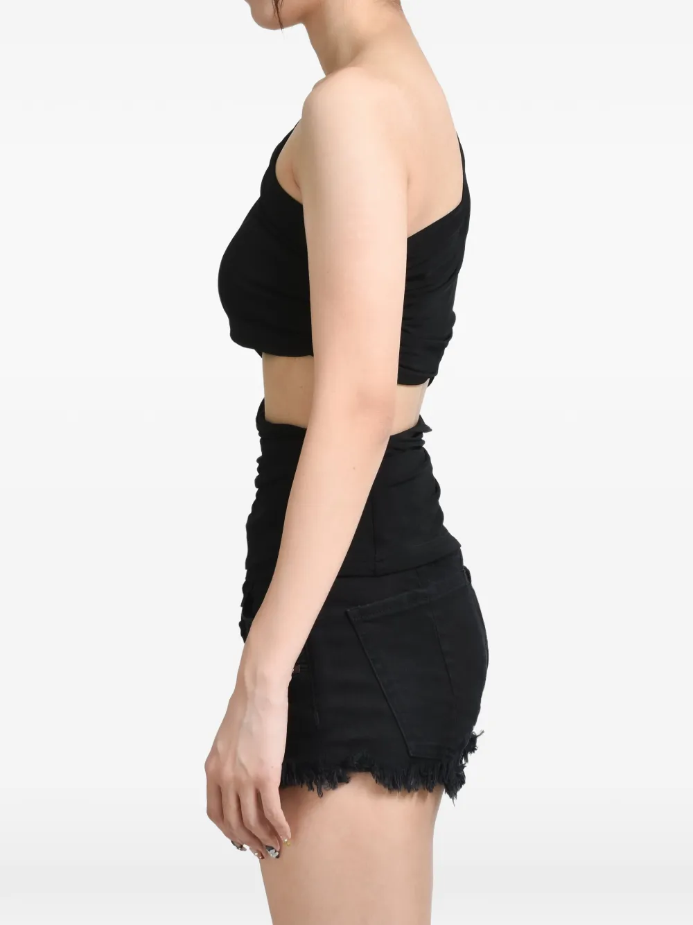B1archive One-shoulder Wrap T-shirt In Black
