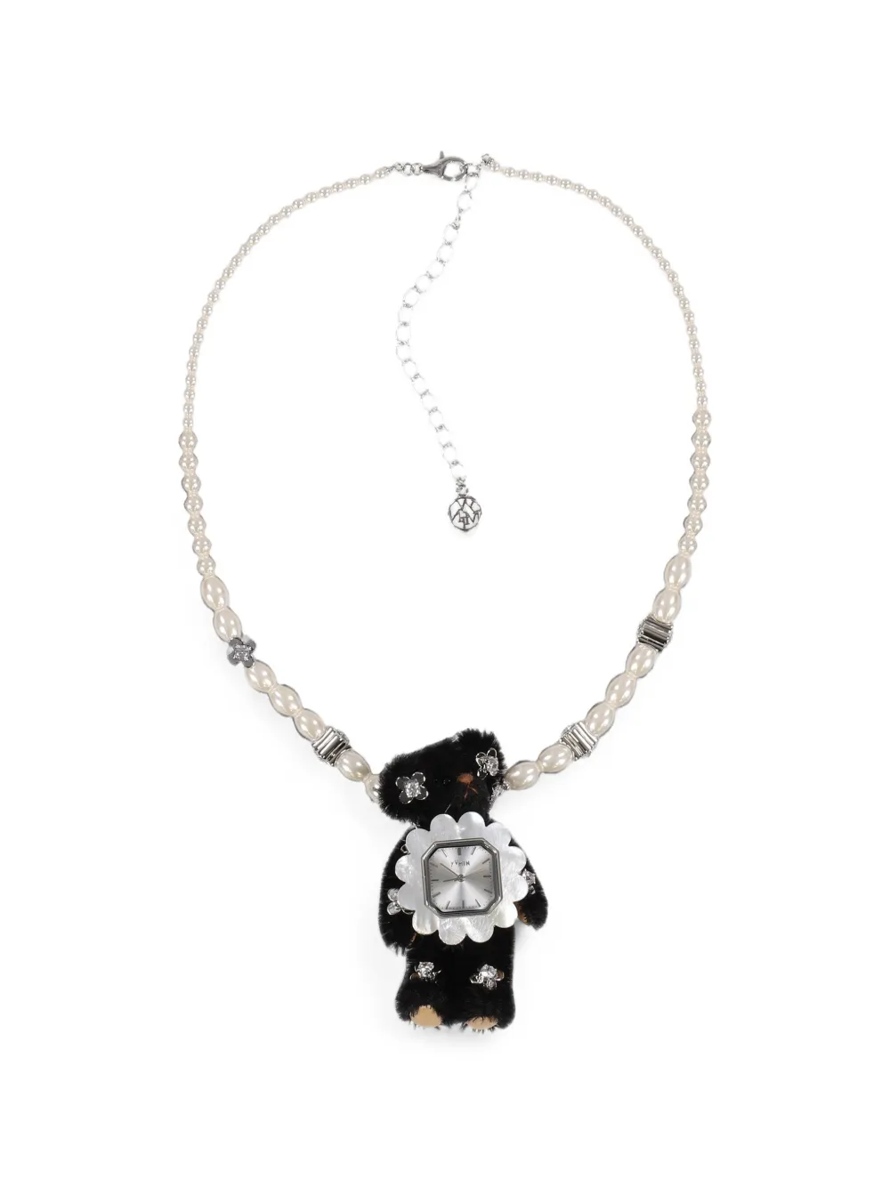 YVMIN watch-dial bear-pendant necklace - Toni neutri