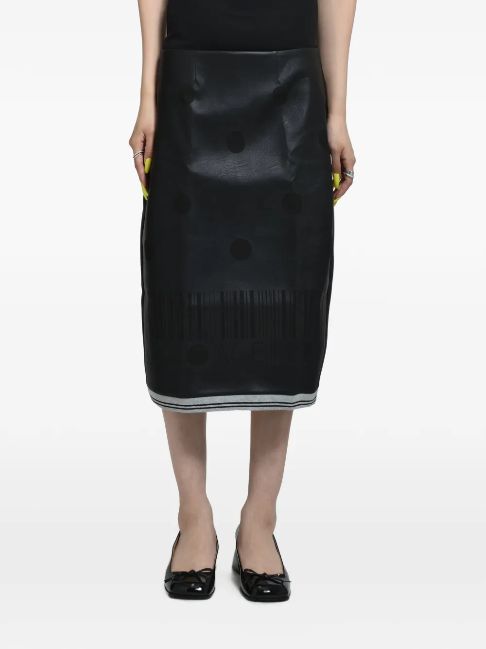Urte Kat I Love You graphic-print midi skirt - Nero