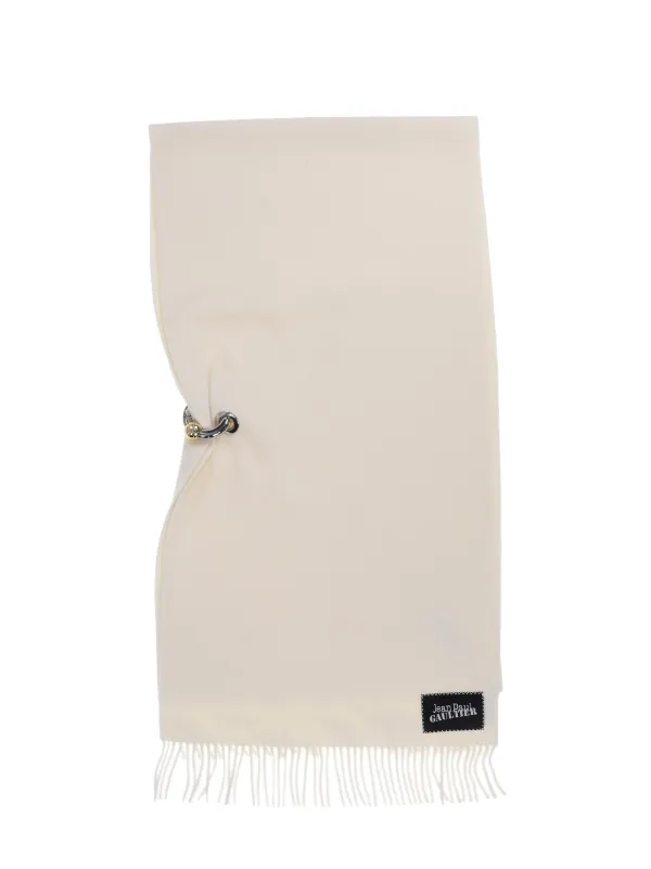 Jean Paul Gaultier Metal-ring Fringe-edge Scarf in Neutrals