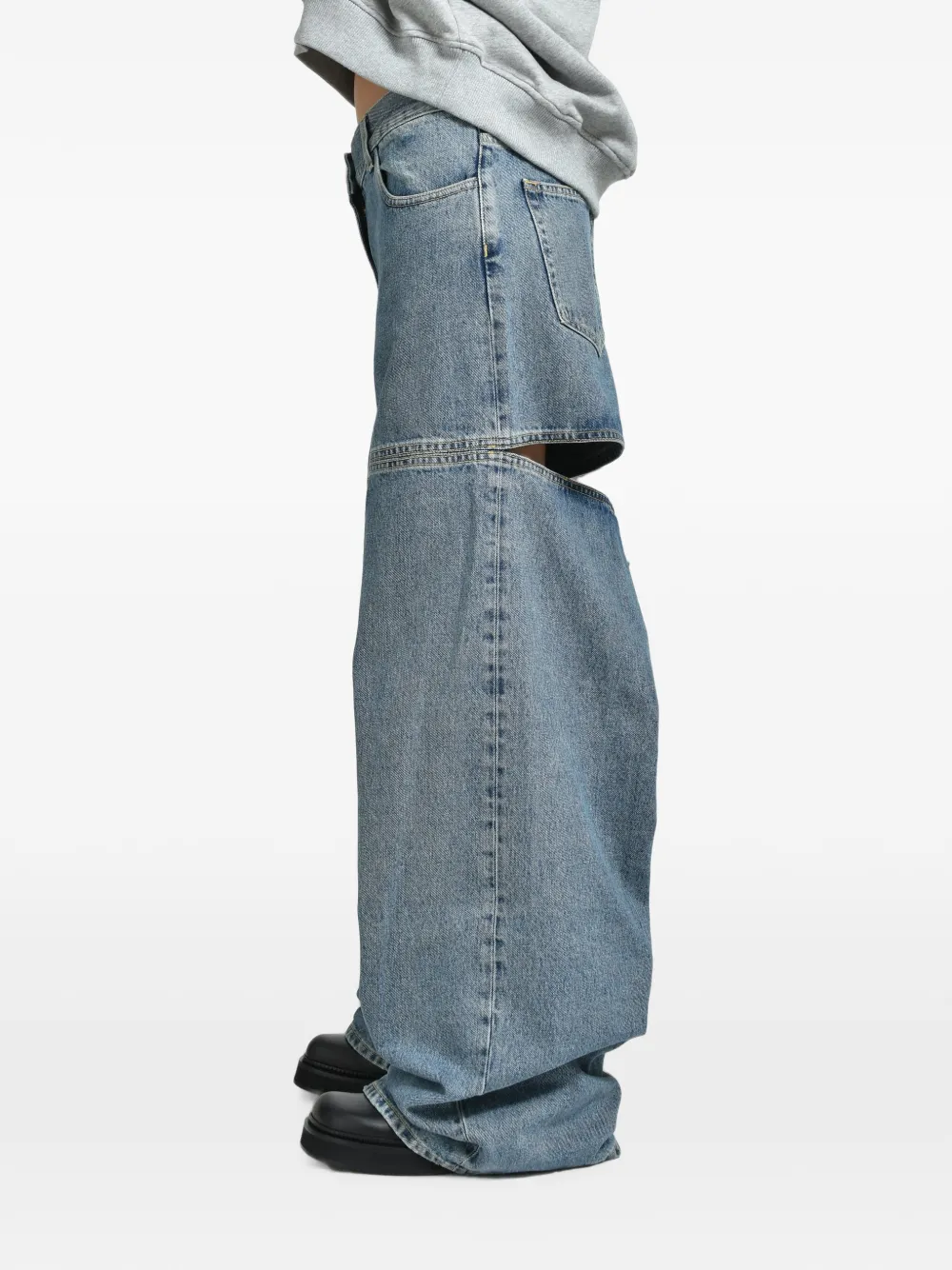 The Attico Broek met uitgesneden details en wijde pijpen Blauw