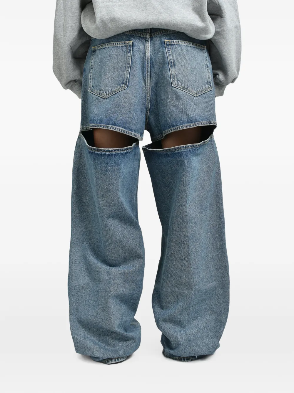 The Attico Broek met uitgesneden details en wijde pijpen Blauw