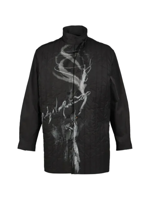 Yohji Yamamoto logo-print padded coat