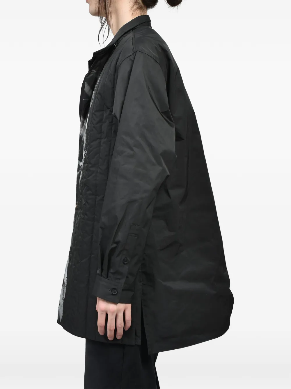 Yohji Yamamoto Gewatteerde jas met logoprint Zwart
