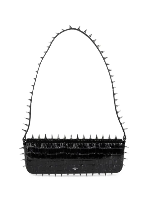 Abra spike-embellished crocodile-effect leather shoulder bag