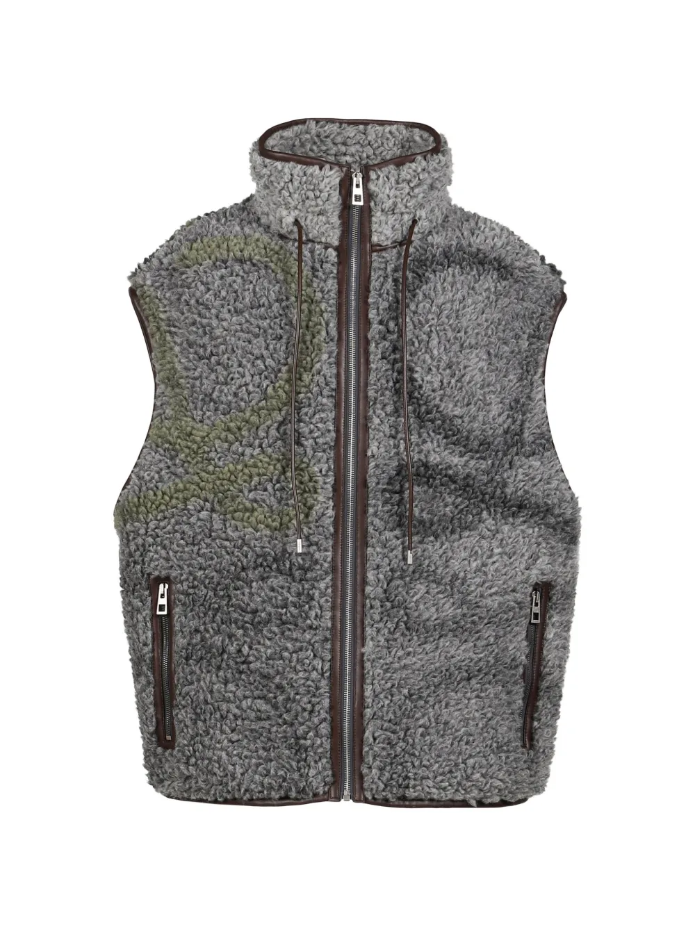 LOEWE Anagram-intarsia shearling-effect vest - Grigio