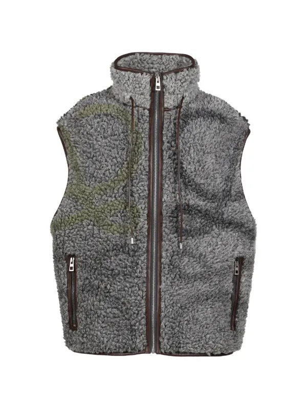 Loewe Anagram-intarsia Shearling-effect Vest in Grey