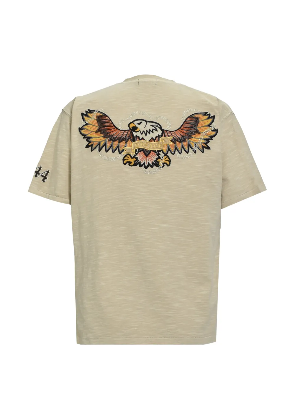 BREATH T-shirt met V-hals en adelaar-patch Beige