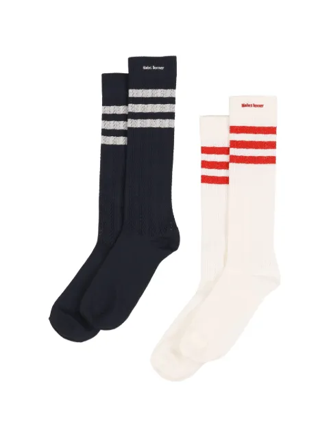 adidas crochet-knit striped socks (set of two)
