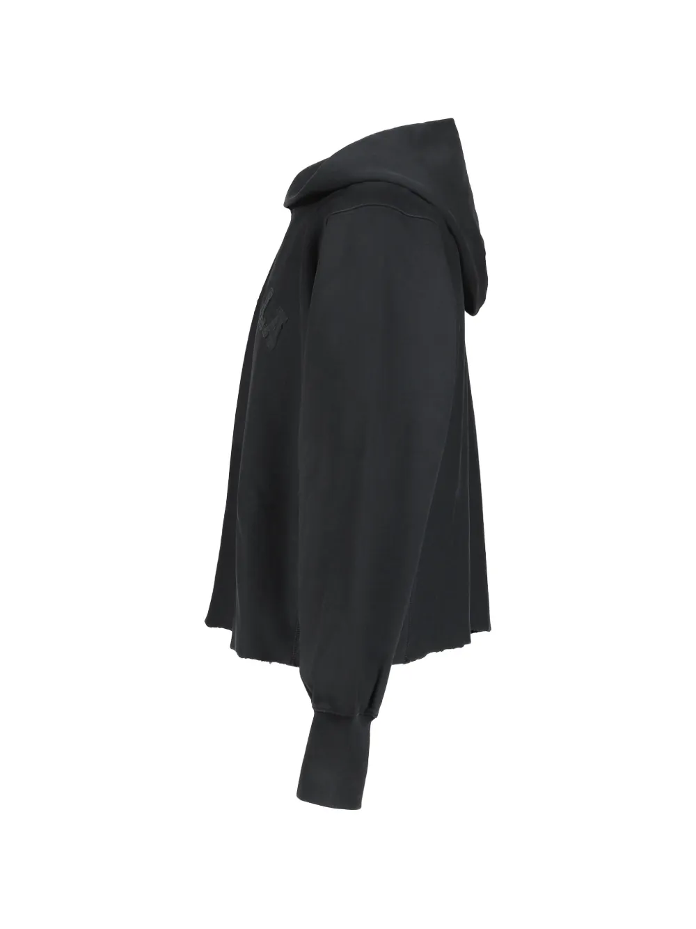 Maison Margiela Gerafelde hoodie met logopatch Zwart