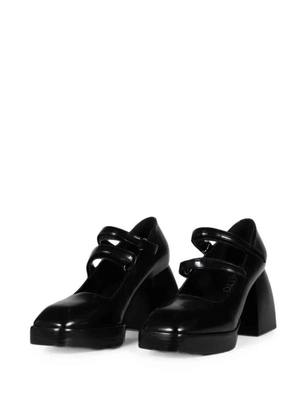 Nodaleto Bulla Babies touch-strap leather heeled lace-up shoes Zwart