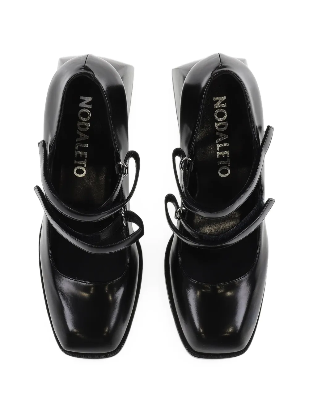 Nodaleto Bulla Babies touch-strap leather heeled lace-up shoes Zwart