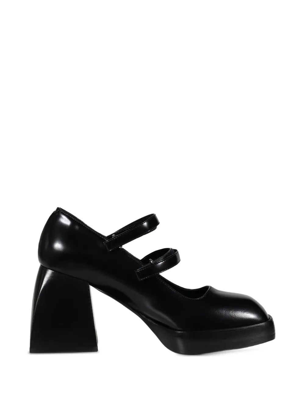 Nodaleto Bulla Babies touch-strap leather heeled lace-up shoes Zwart