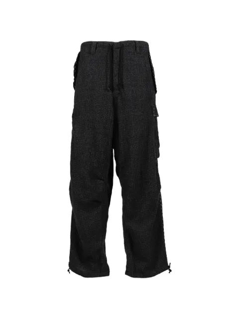 Y's houndstooth-pattern hand-stitched cargo pants