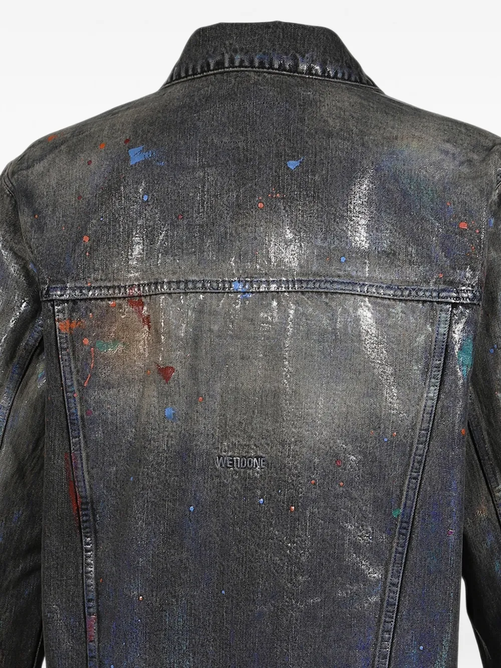 We11done Denim jack met geverfd detail Zwart