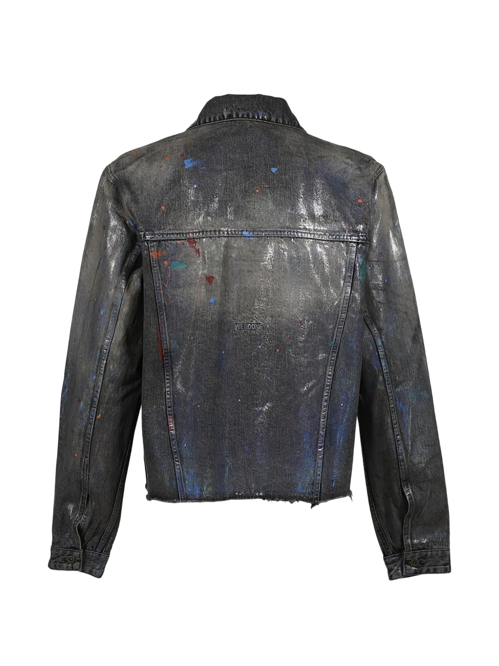 We11done Denim jack met geverfd detail Zwart