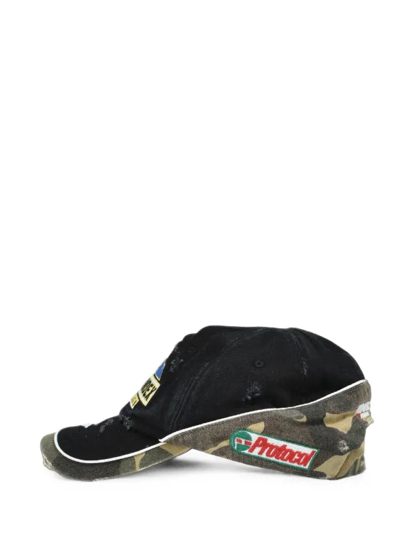 帽子 protocol index stranger cap PROTOCOL INDEX distressed-effect camouflage-panel Cap | Black