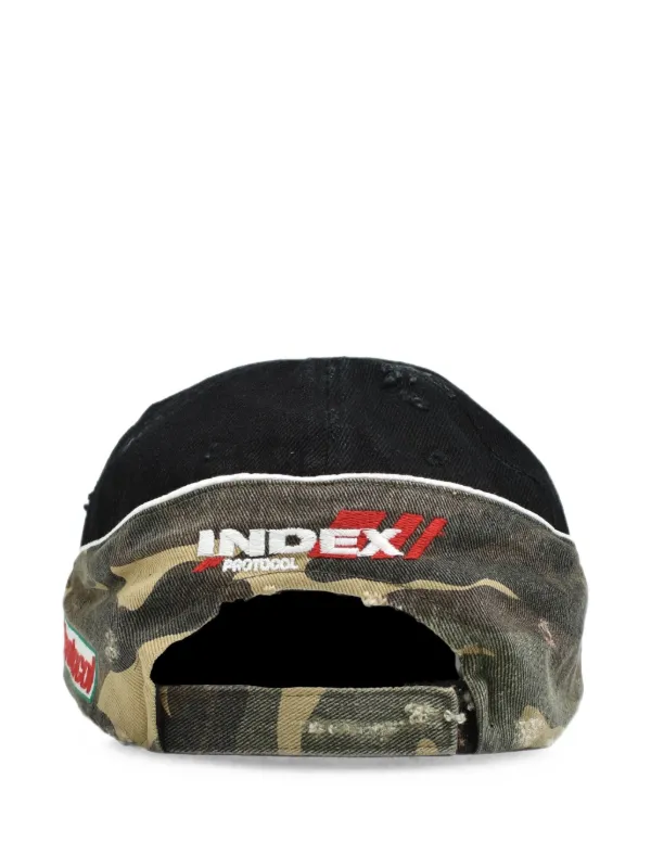 PROTOCOL INDEX distressed-effect camouflage-panel Cap | Black