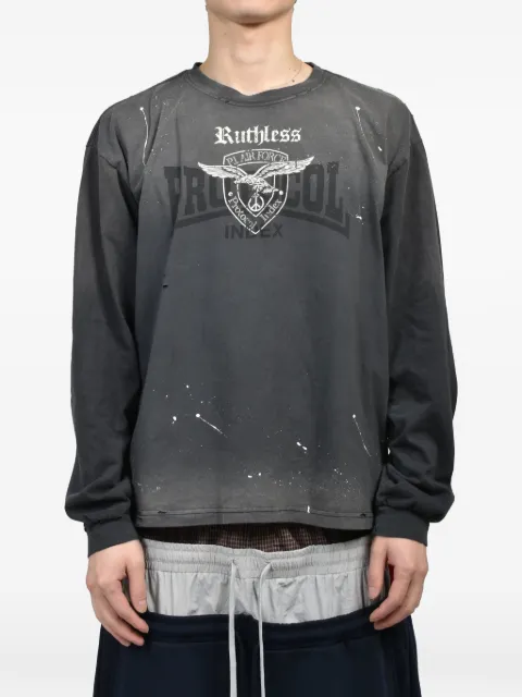 PROTOCOL INDEX distressed paint-splatter sweatshirt