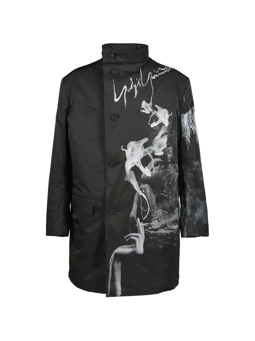 Yohji Yamamoto Smoking Gothic graphic-print button-up jacket - Schwarz