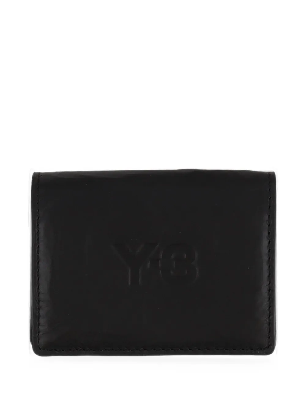 Y-3 logo-debossed crinkled card holder - Nero