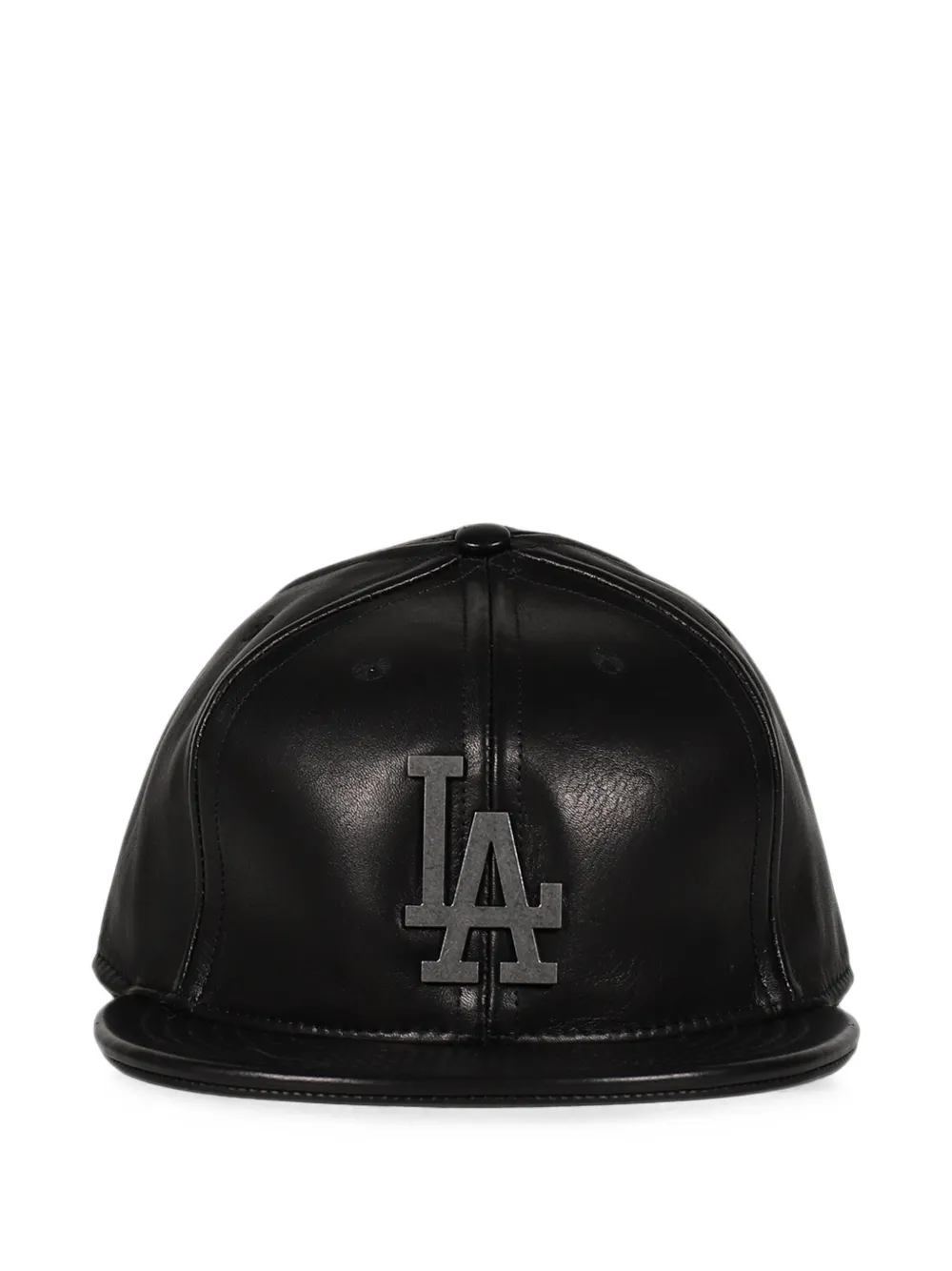Earthling Collective Brain Bucket logo-plaque leather cap - Nero