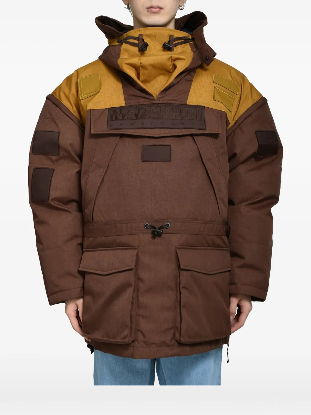 Napa By Martine Rose Skidoo donsjack met patchwork Bruin