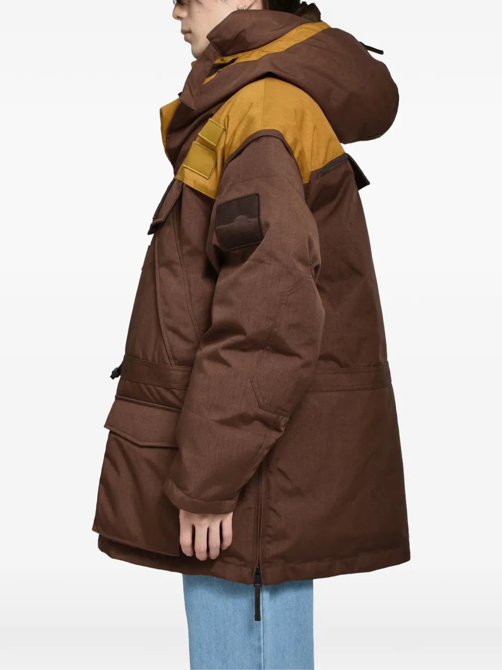 Napa By Martine Rose Skidoo donsjack met patchwork Bruin