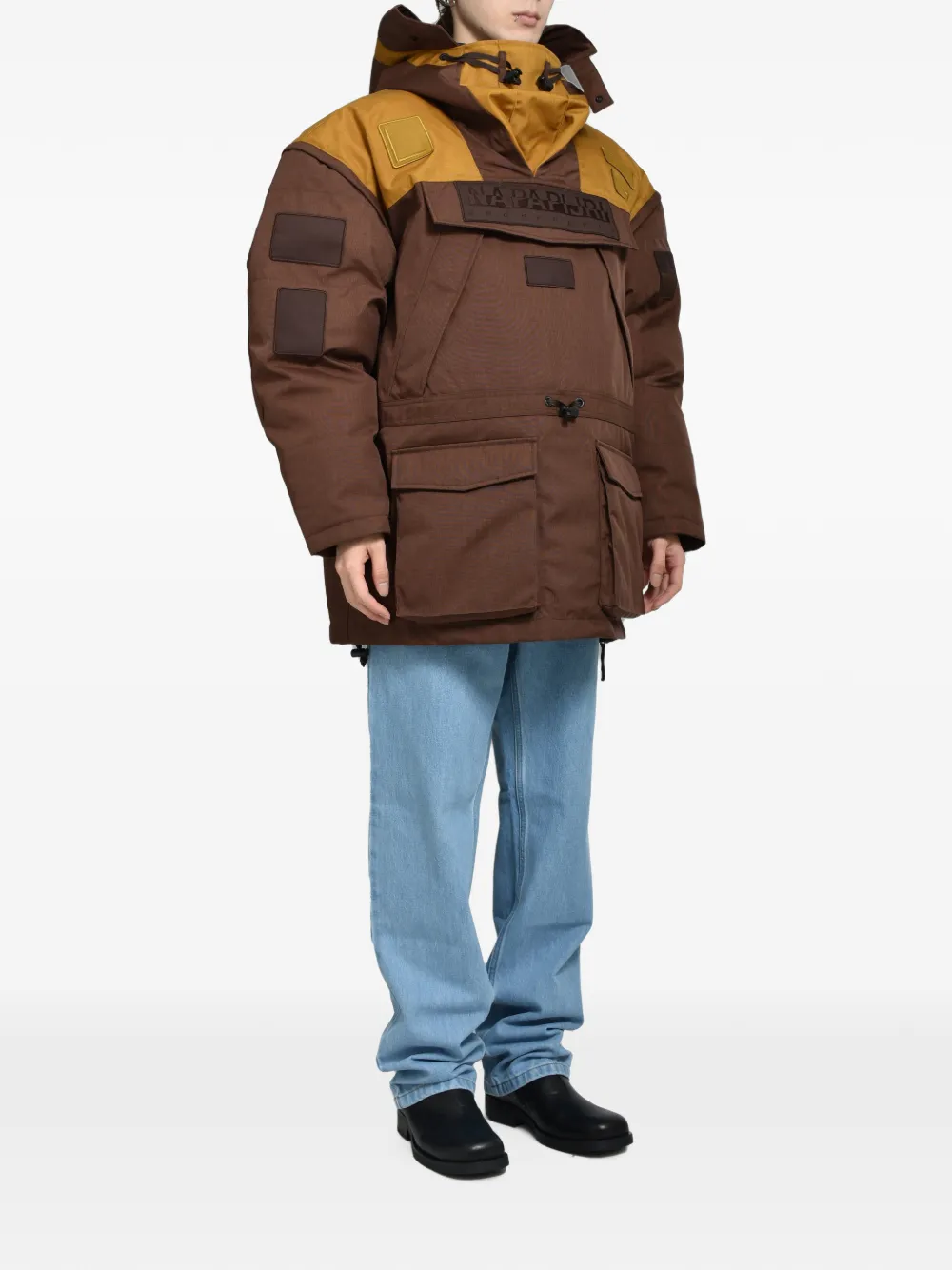 Napa By Martine Rose Skidoo donsjack met patchwork Bruin