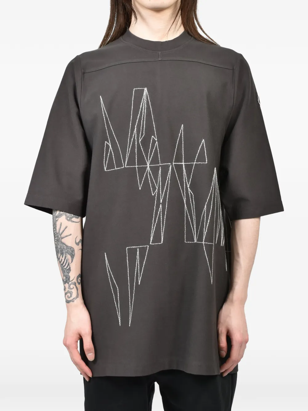 Moncler Oversized katoenen T-shirt Grijs