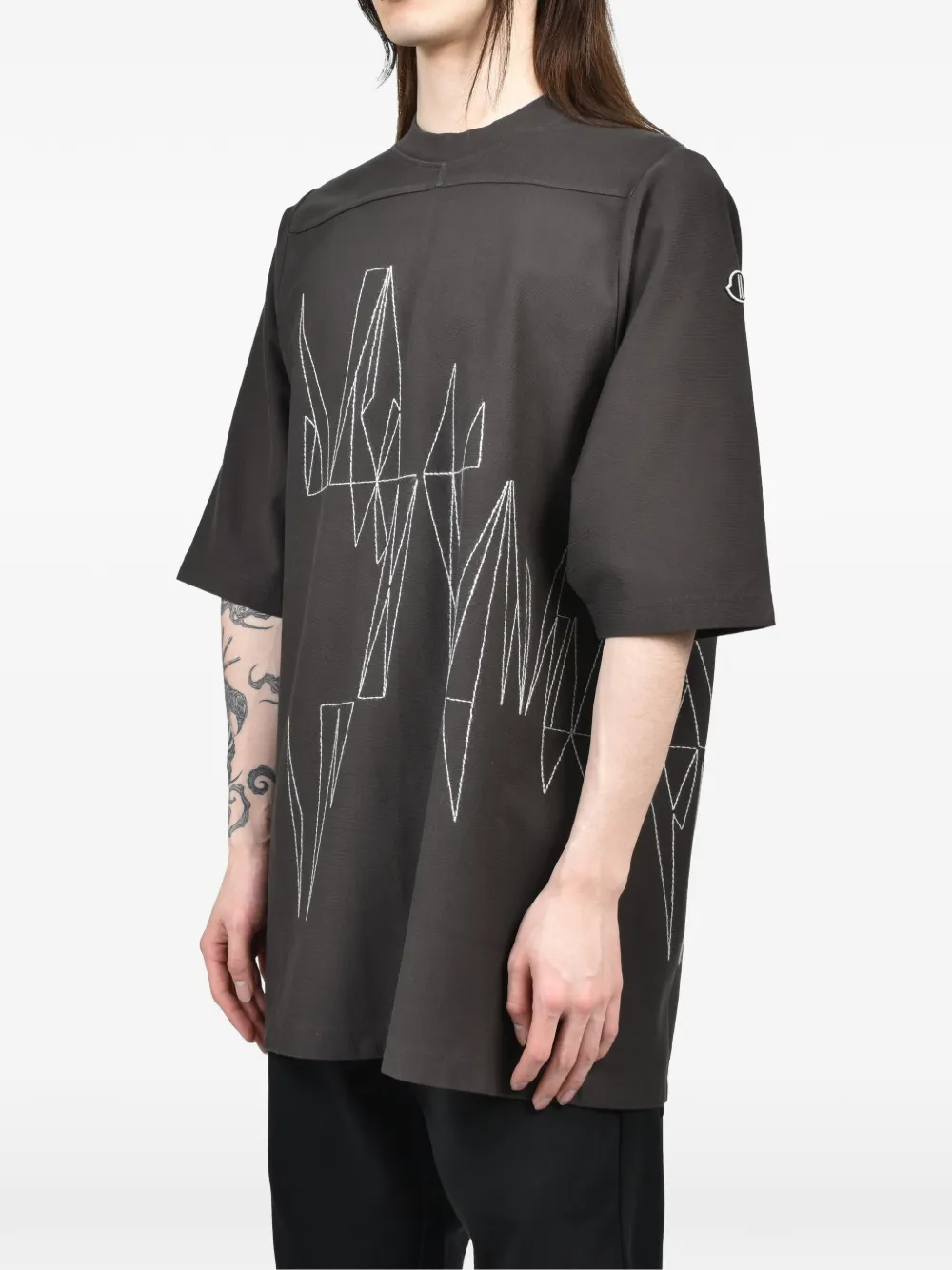 Moncler Oversized katoenen T-shirt Grijs