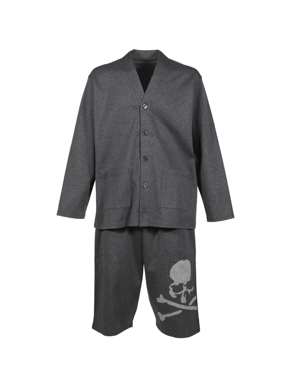 Mastermind World logo-embroidered lounge cardigan and shorts set - Grigio