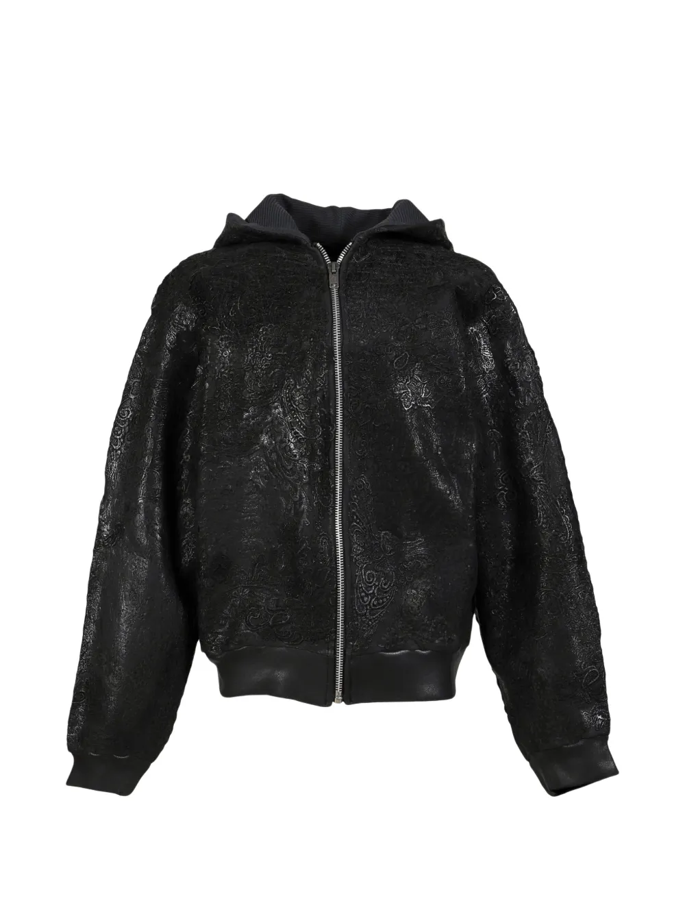 Earthling Collective floral-embellished coated jacket - Schwarz
