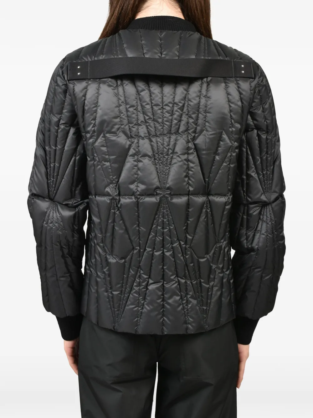 Moncler x Rick Owens Geocamo Flight geometric-quilted jacket Zwart