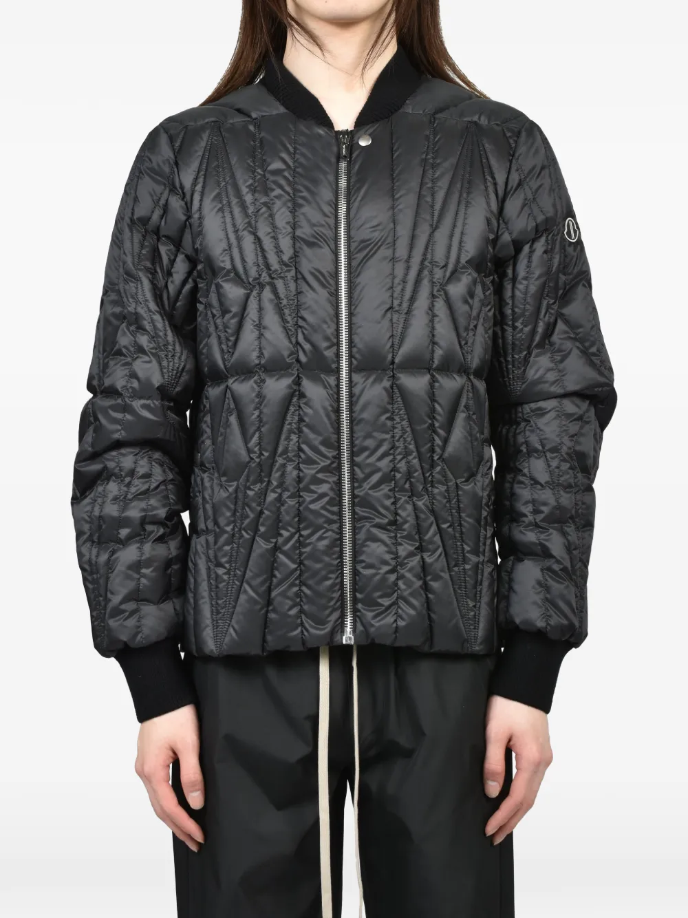 Moncler x Rick Owens Geocamo Flight geometric-quilted jacket Zwart