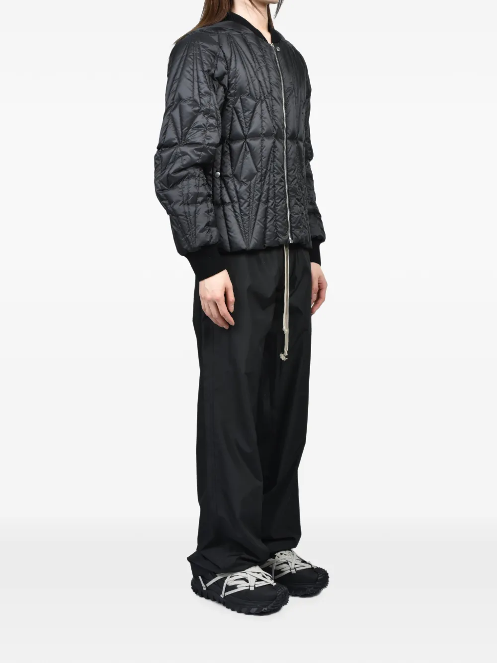 Moncler x Rick Owens Geocamo Flight geometric-quilted jacket Zwart