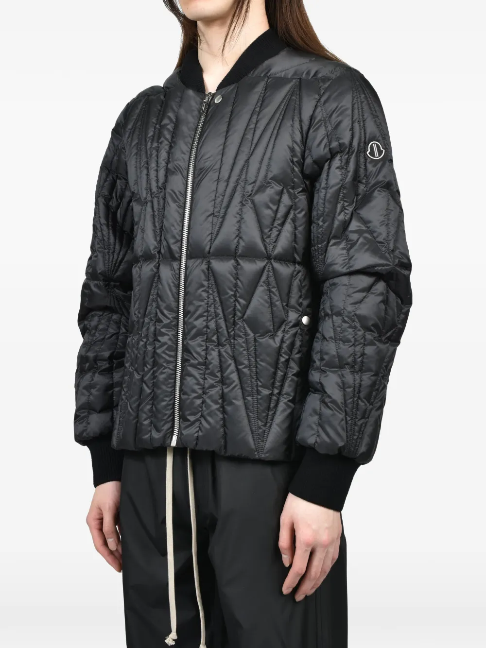 Moncler x Rick Owens Geocamo Flight geometric-quilted jacket Zwart
