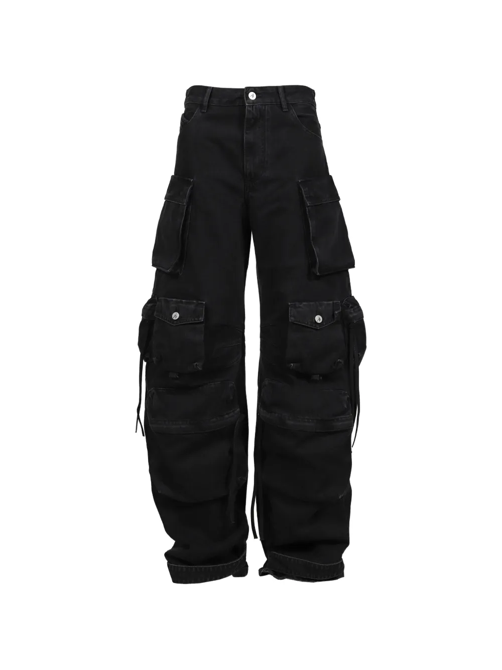 The Attico Fern washed-denim cargo pants - Nero