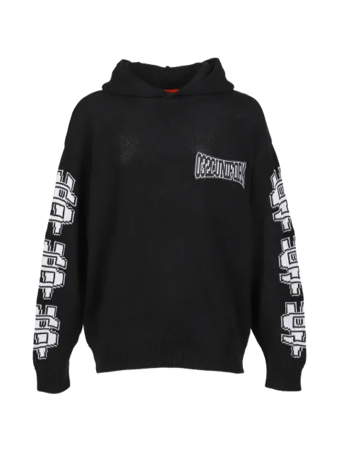 032c One Dollar Bill jacquard-knit logo-patch hoodie