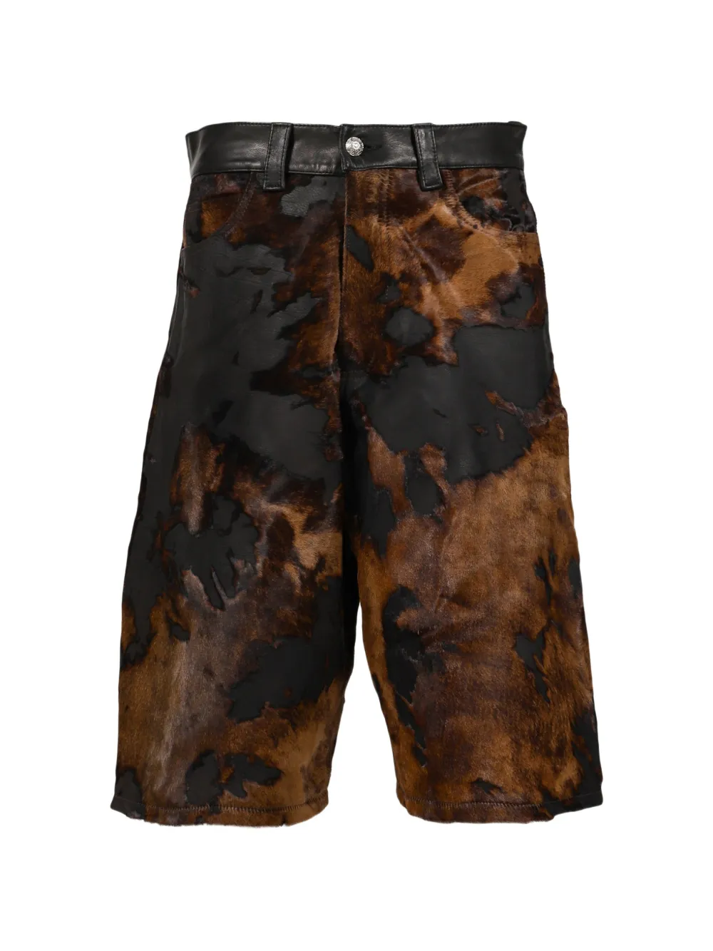 Earthling Collective Predator pony-hair leather shorts - Marrone