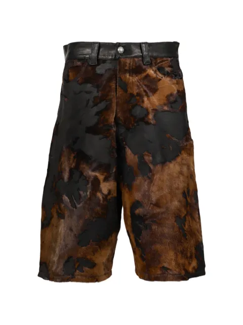 Earthling Collective Predator pony-hair leather shorts