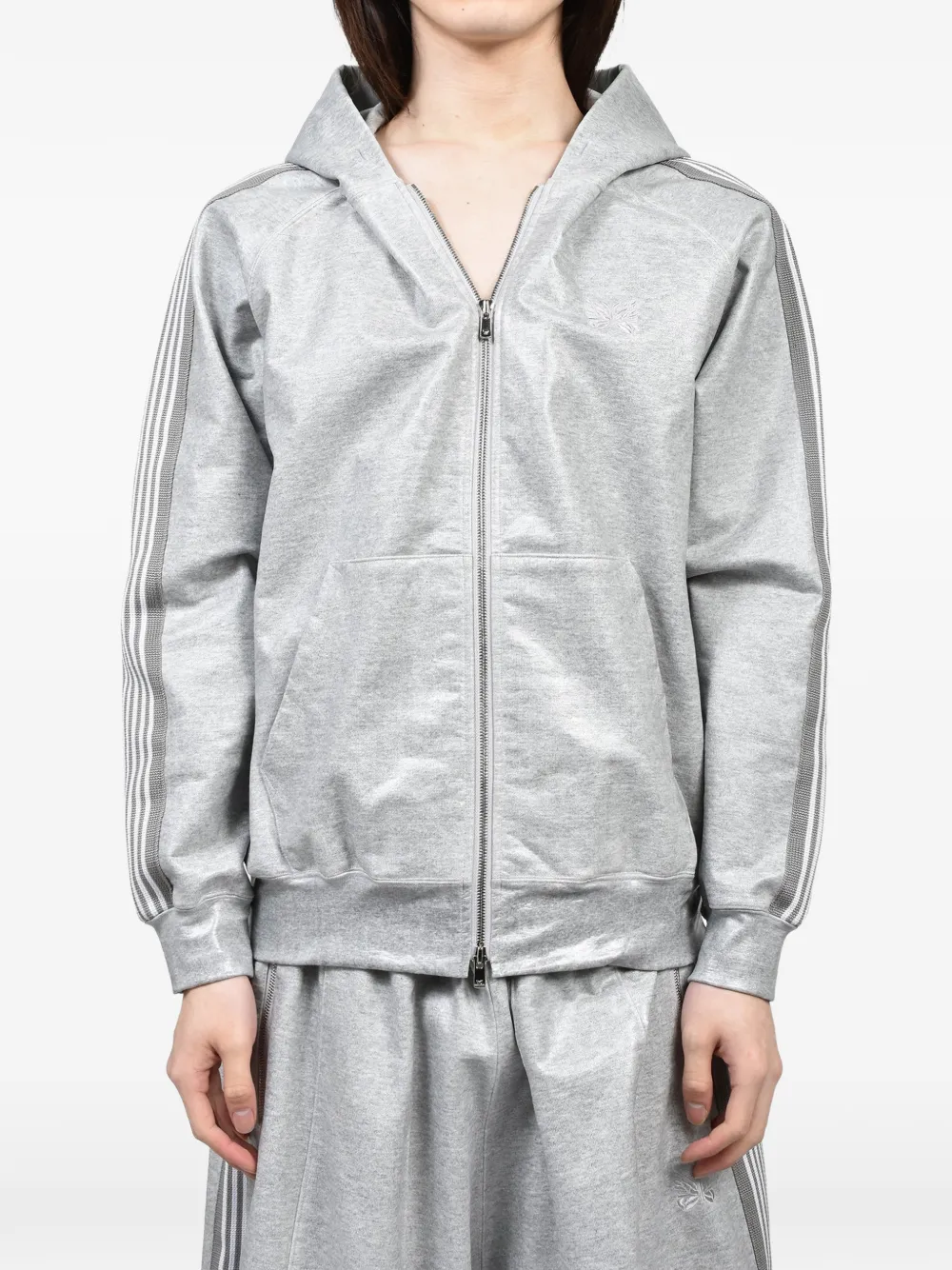 Needles Gecoate hoodie met geborduurde vlinder Grijs