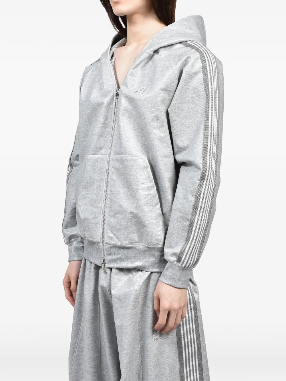 Needles Gecoate hoodie met geborduurde vlinder Grijs