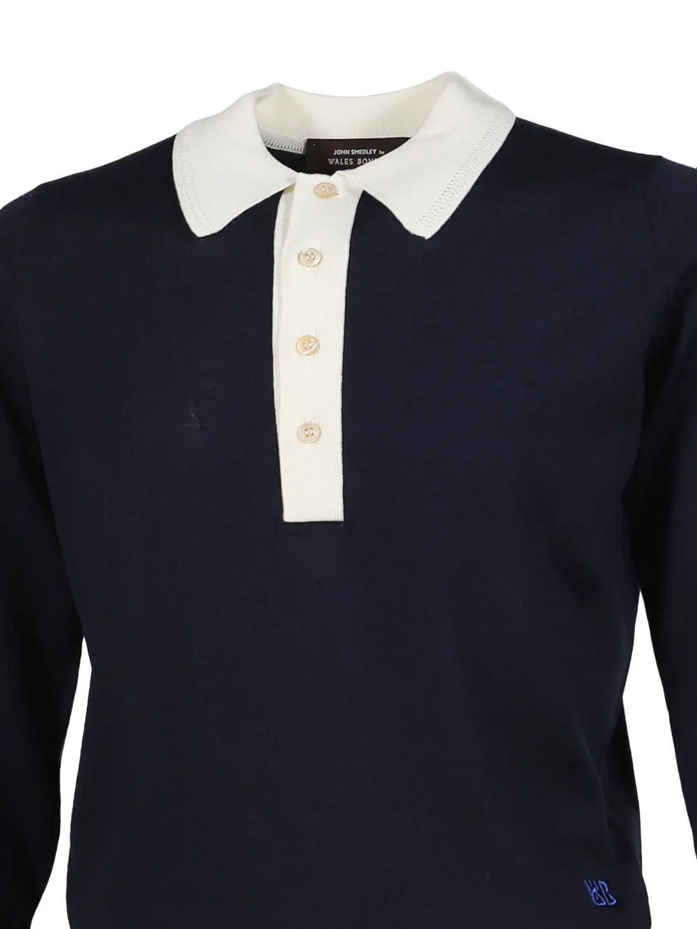 Wales Bonner x John Smedley Henry poloshirt van merinowol Blauw
