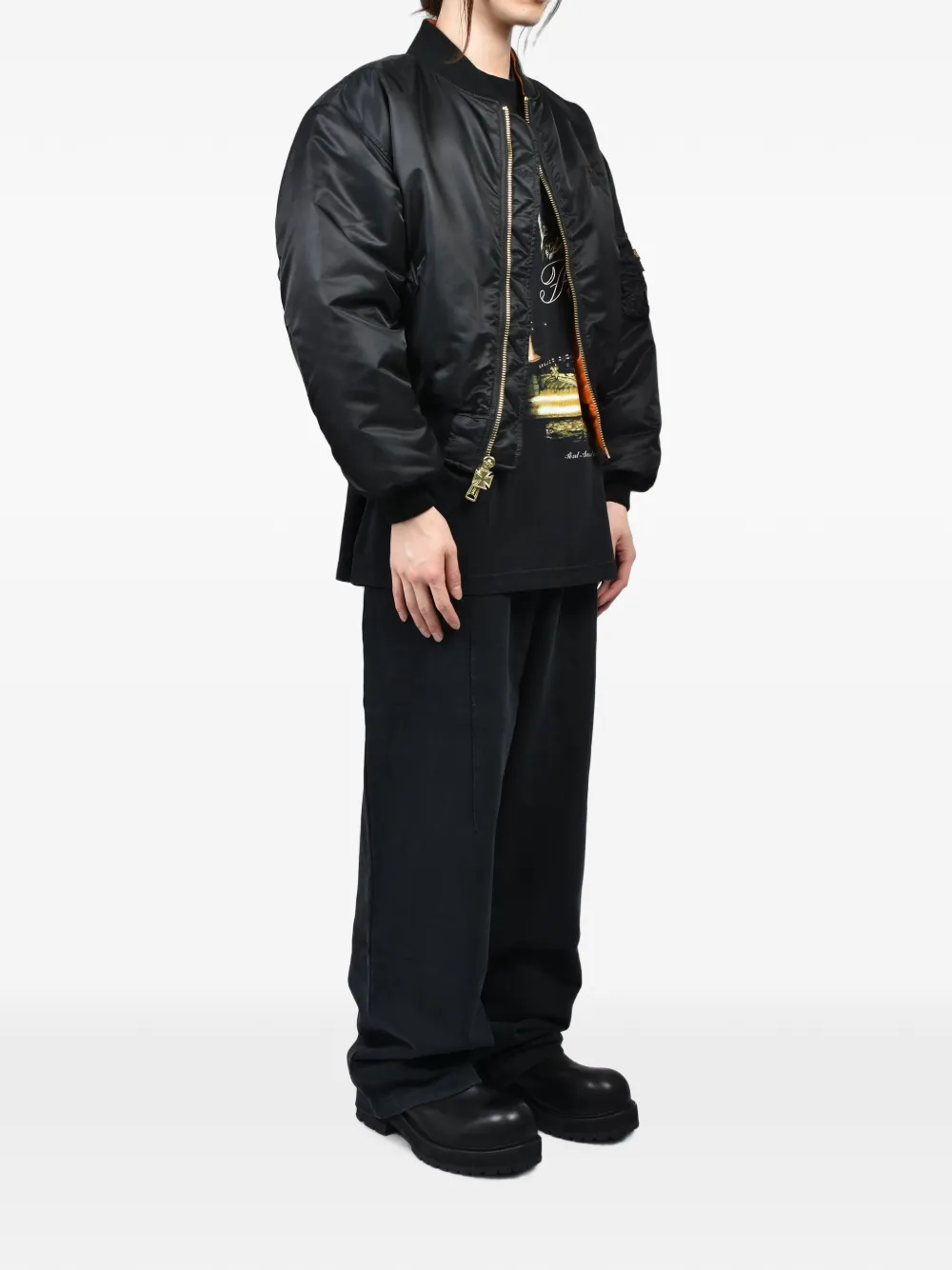 VETEMENTS Bomberjack met leren patch en kruis Zwart