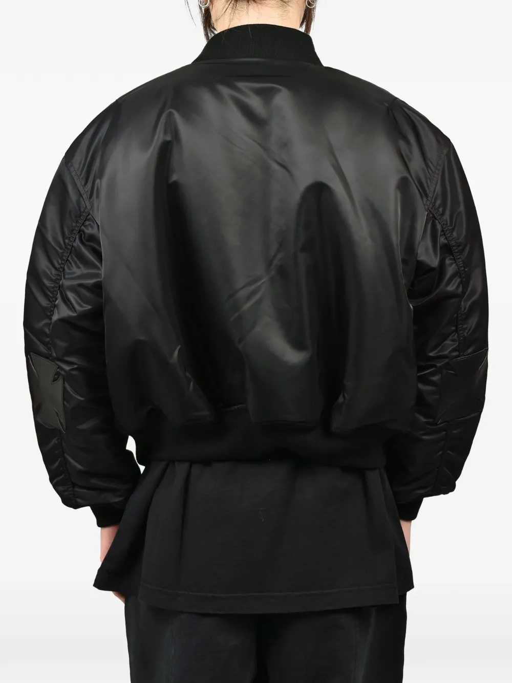 VETEMENTS Bomberjack met leren patch en kruis Zwart