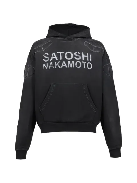 SATOSHI NAKAMOTO padded logo-print hoodie